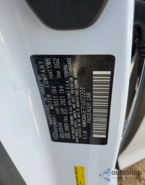 2015 Hyundai Genesis 3.8L from USA, damaged, VIN KMHGN4JE7FU072201